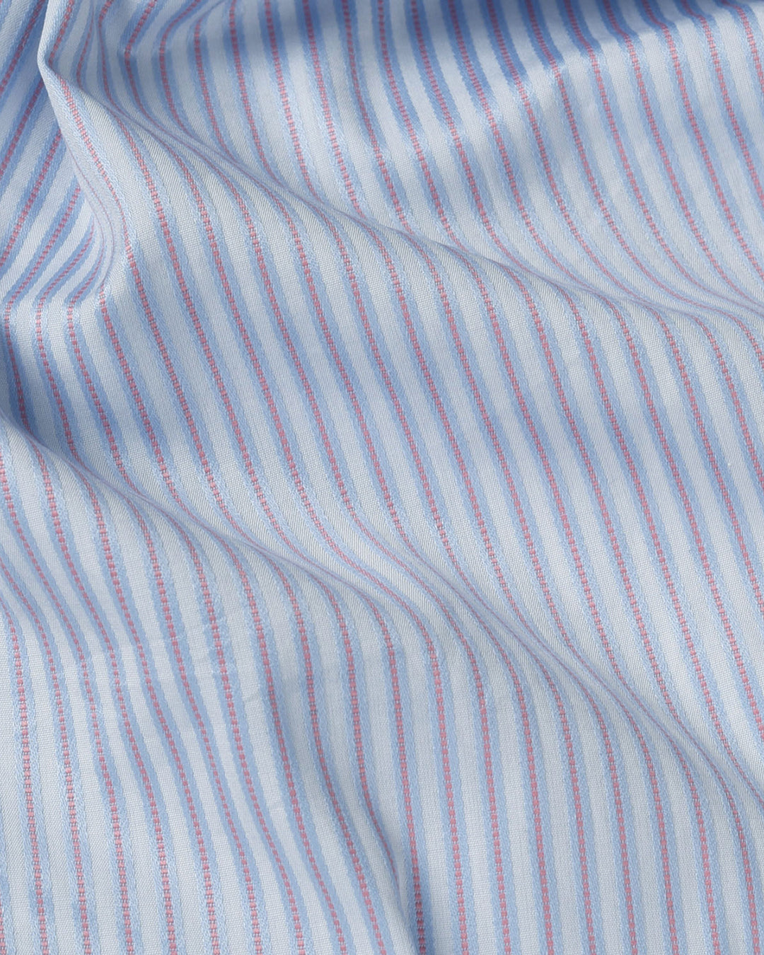 Pink Blue Satin Stripes on Pale Blue Shirt