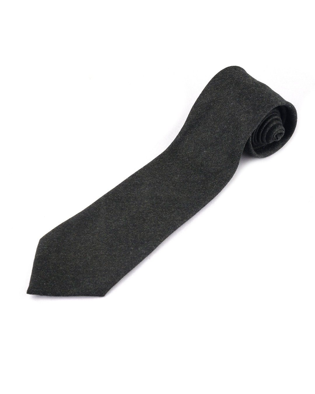Drago: Super 130s Bottle Green Rugby Flannel Tie - 1