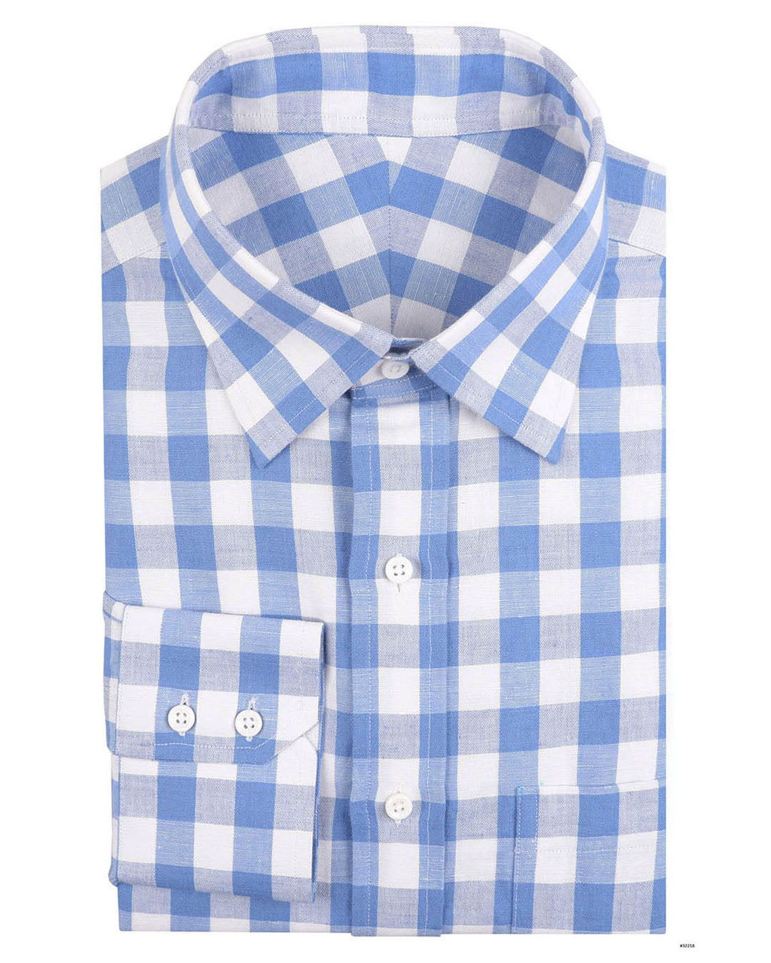 Linen Cotton: Blue Macro Gingham Checks - 1