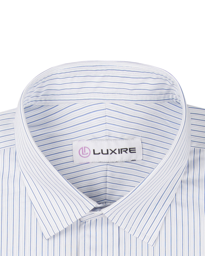 A Touch of Silk: Blue Shadow Stripes on White: Natural Wrinkle Free