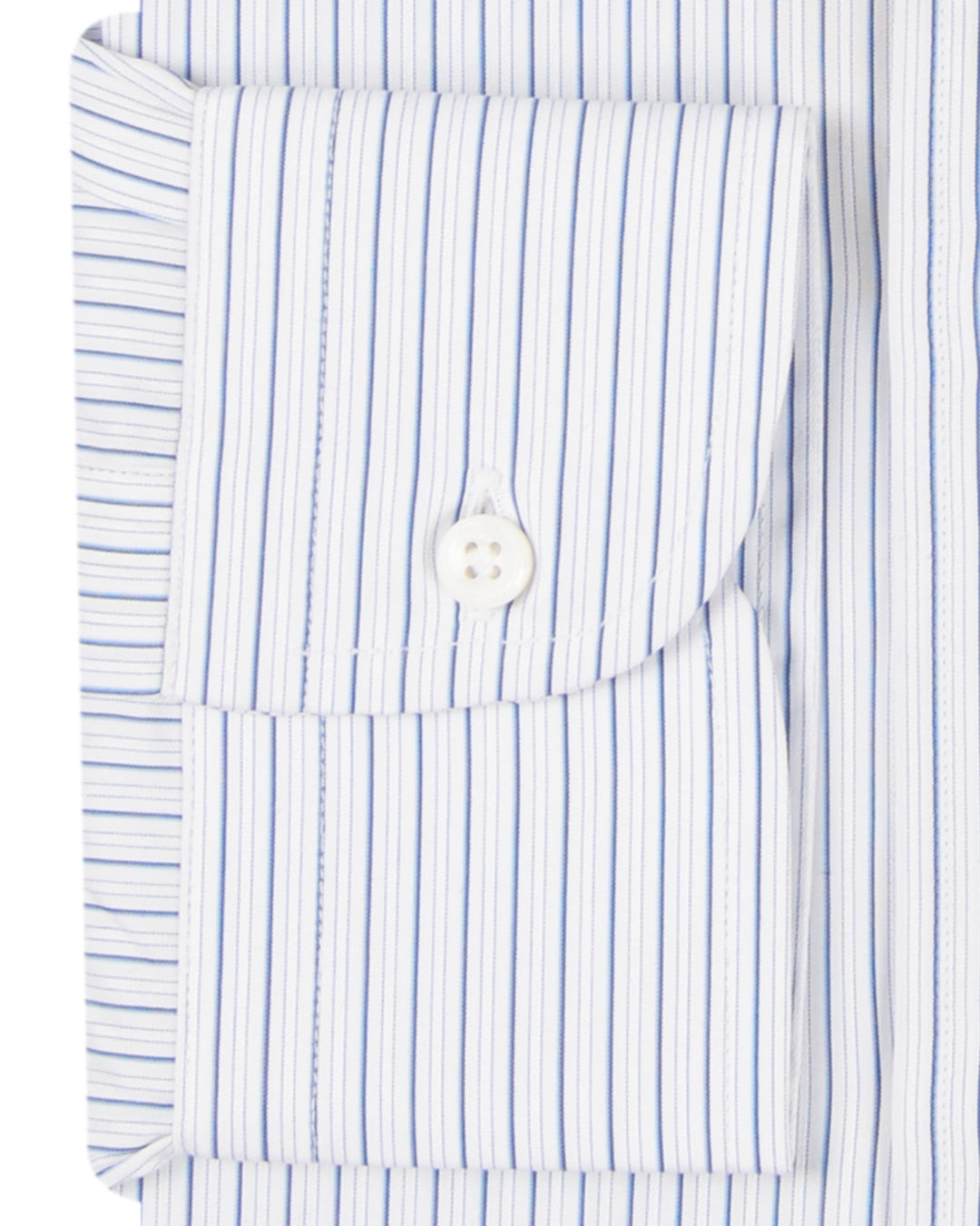 A Touch of Silk: Blue Shadow Stripes on White: Natural Wrinkle Free - 2