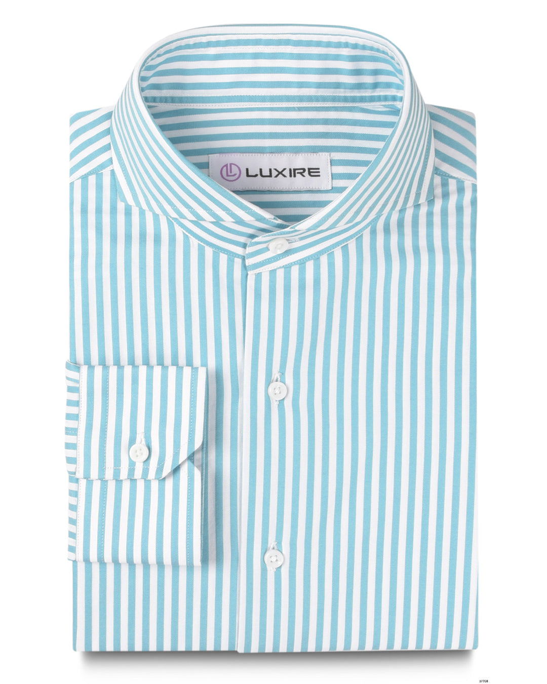 Aqua Blue Dress Stripes Dobby on White - 1