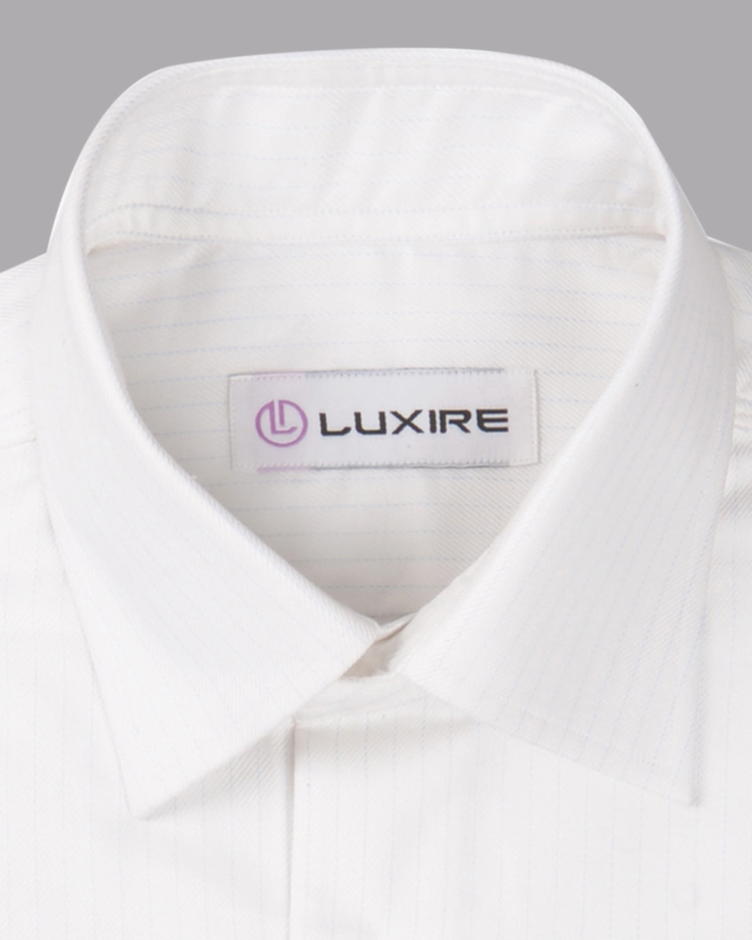 Zegna White Twill With Pale Blue HairLine Stripes - 3