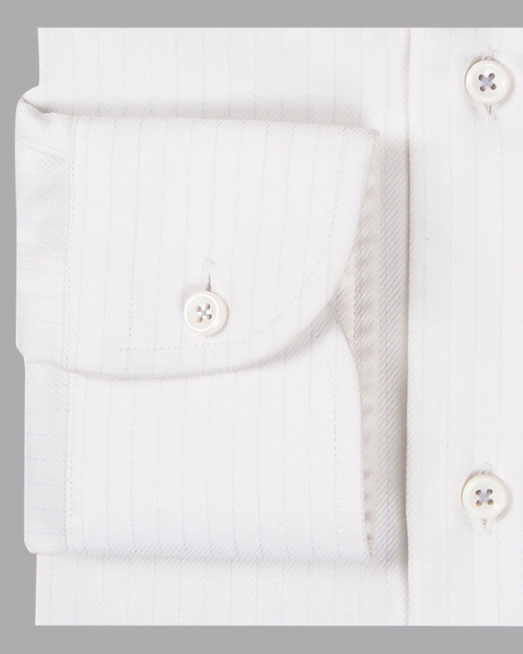 Zegna White Twill With Pale Blue HairLine Stripes - 2