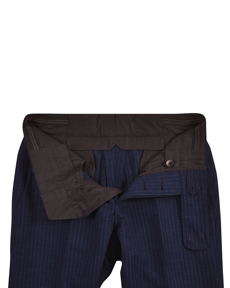 Loro Piana: Dark Blue Stripe Seersucker