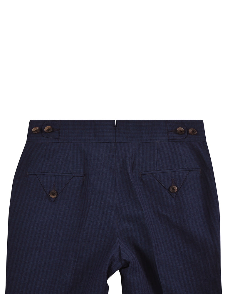 Loro Piana: Dark Blue Stripe Seersucker