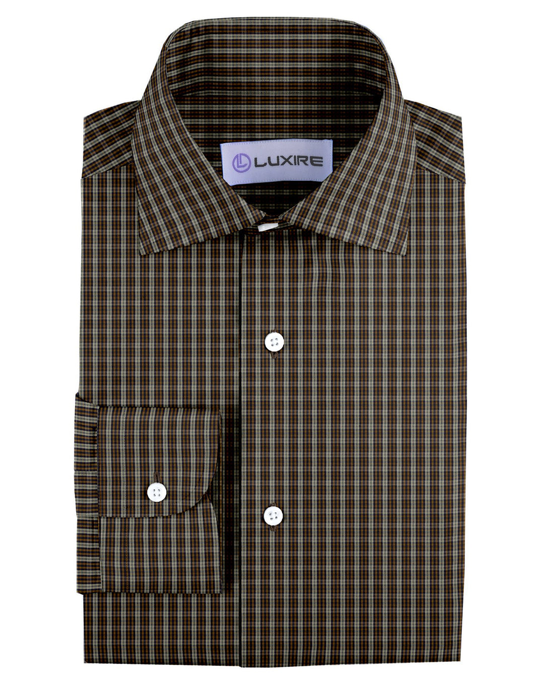 Brown Tan Navy Tartan Checks - 1