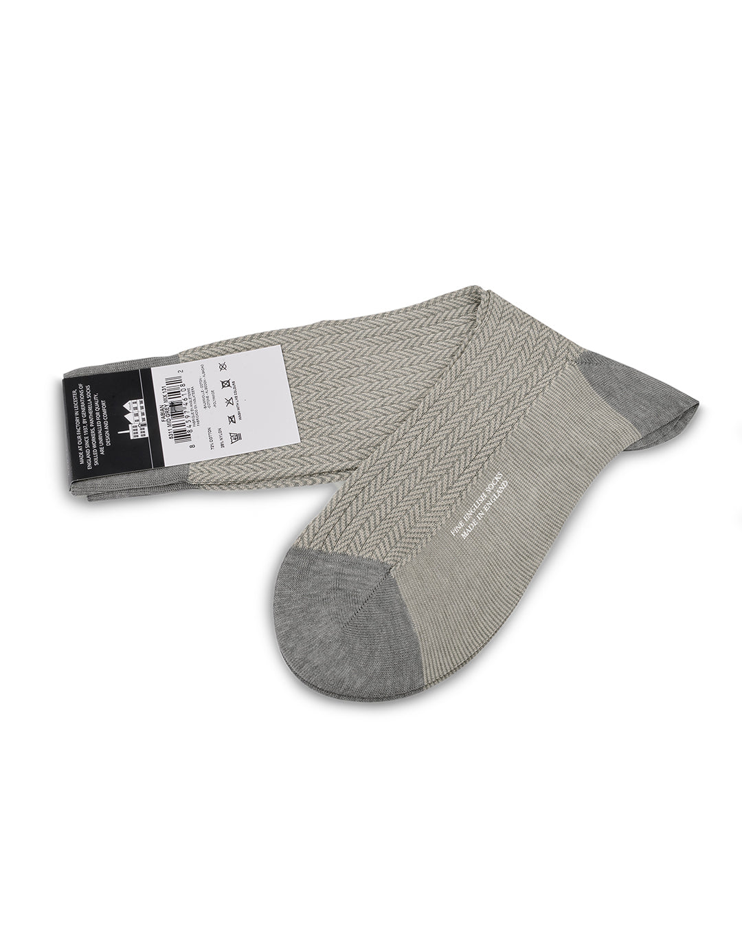 Pantherella FABIAN Cotton Herringbone - Mid Grey Mix - 2