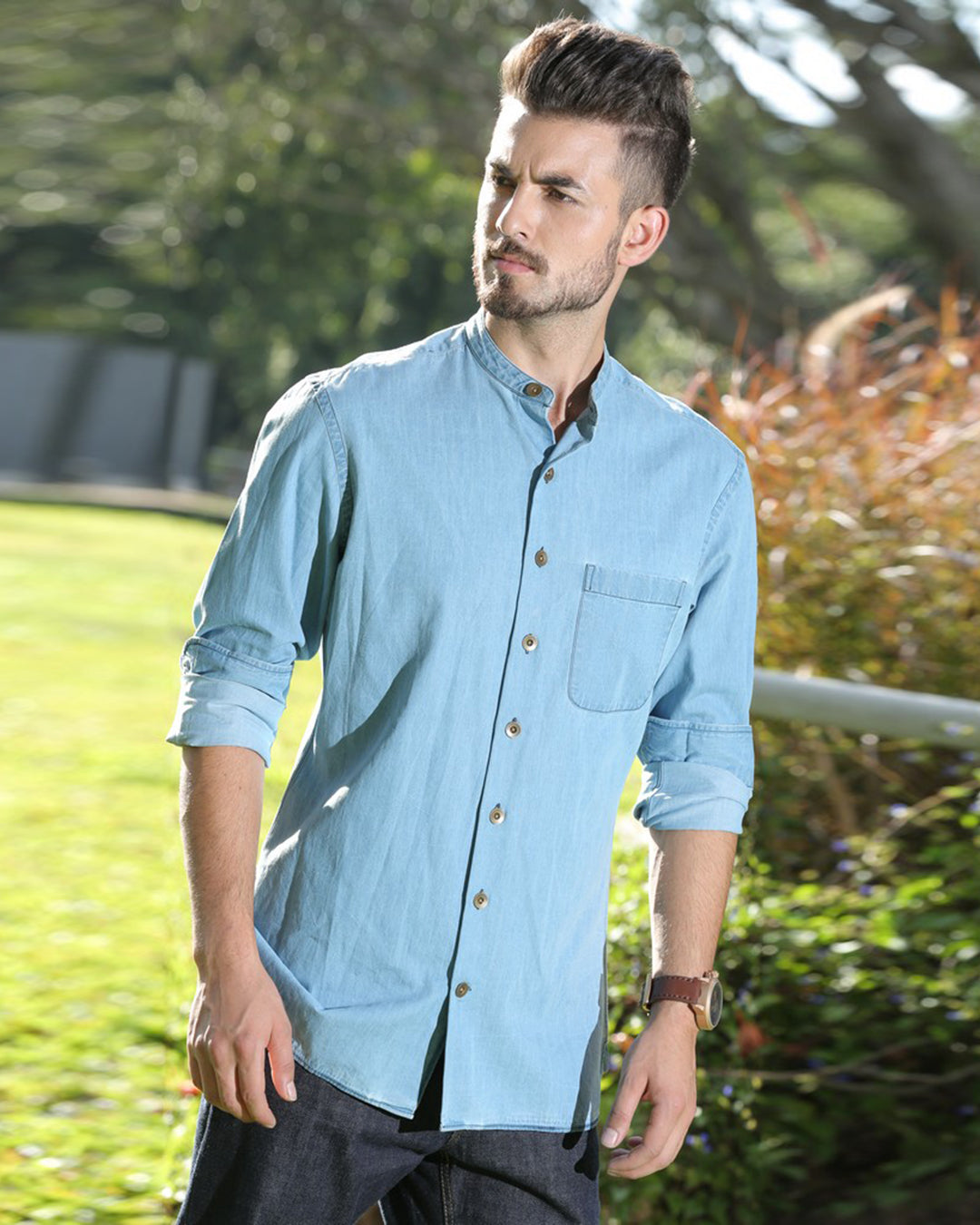 Washed Chambray Casual Shirt - 2