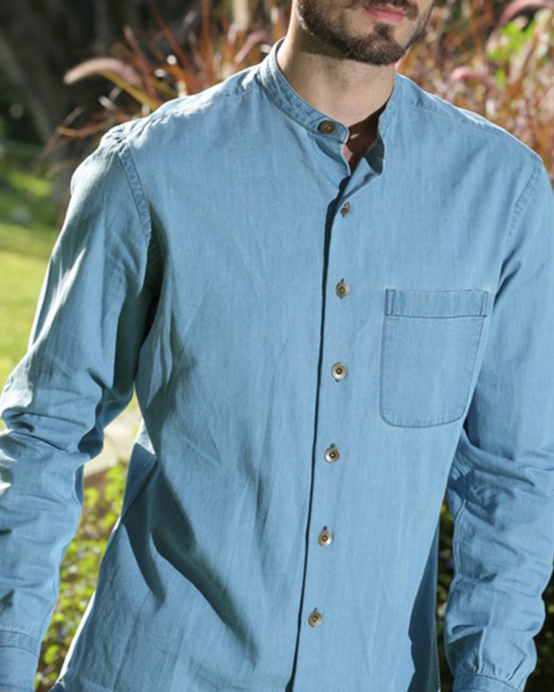 Washed Chambray Casual Shirt - 1