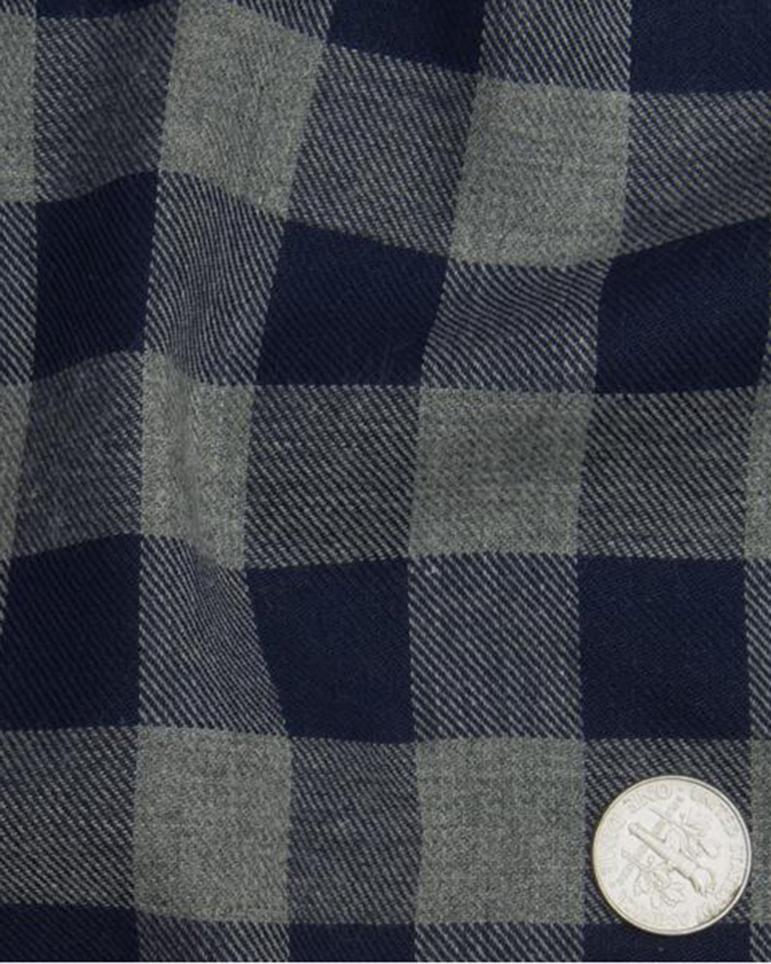 Navy Shepherd Check On Grey Flannel Work Shirt - 3