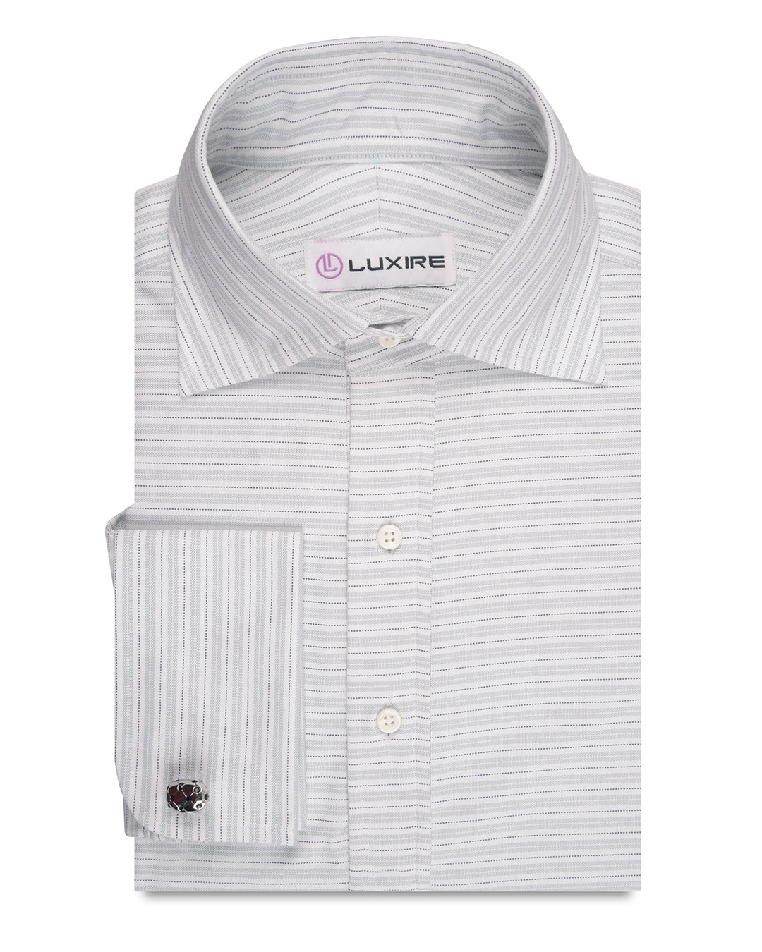 Alumo Oxford Stone Grey and Navy Alternate Stripes - 1