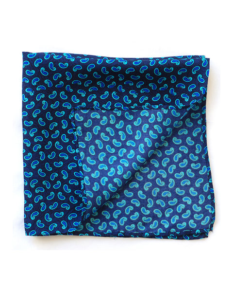 Blue Paisley Pocket Square