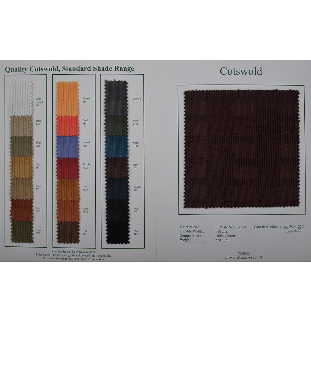 Brisbane Moss Lavender Needlecord