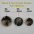 Black & Tan Double Shades Horn Button