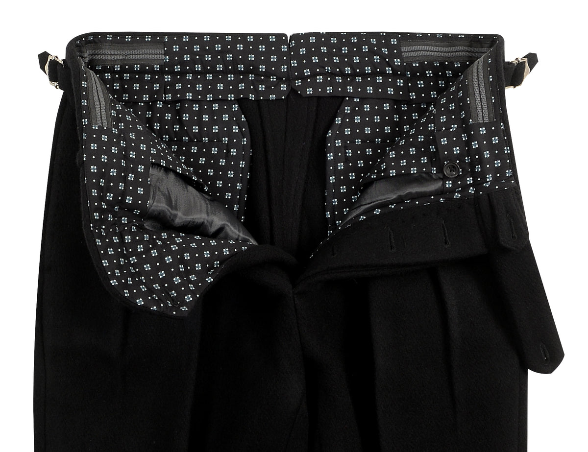 Black wool heavy flannel High Waisted Pant - 3
