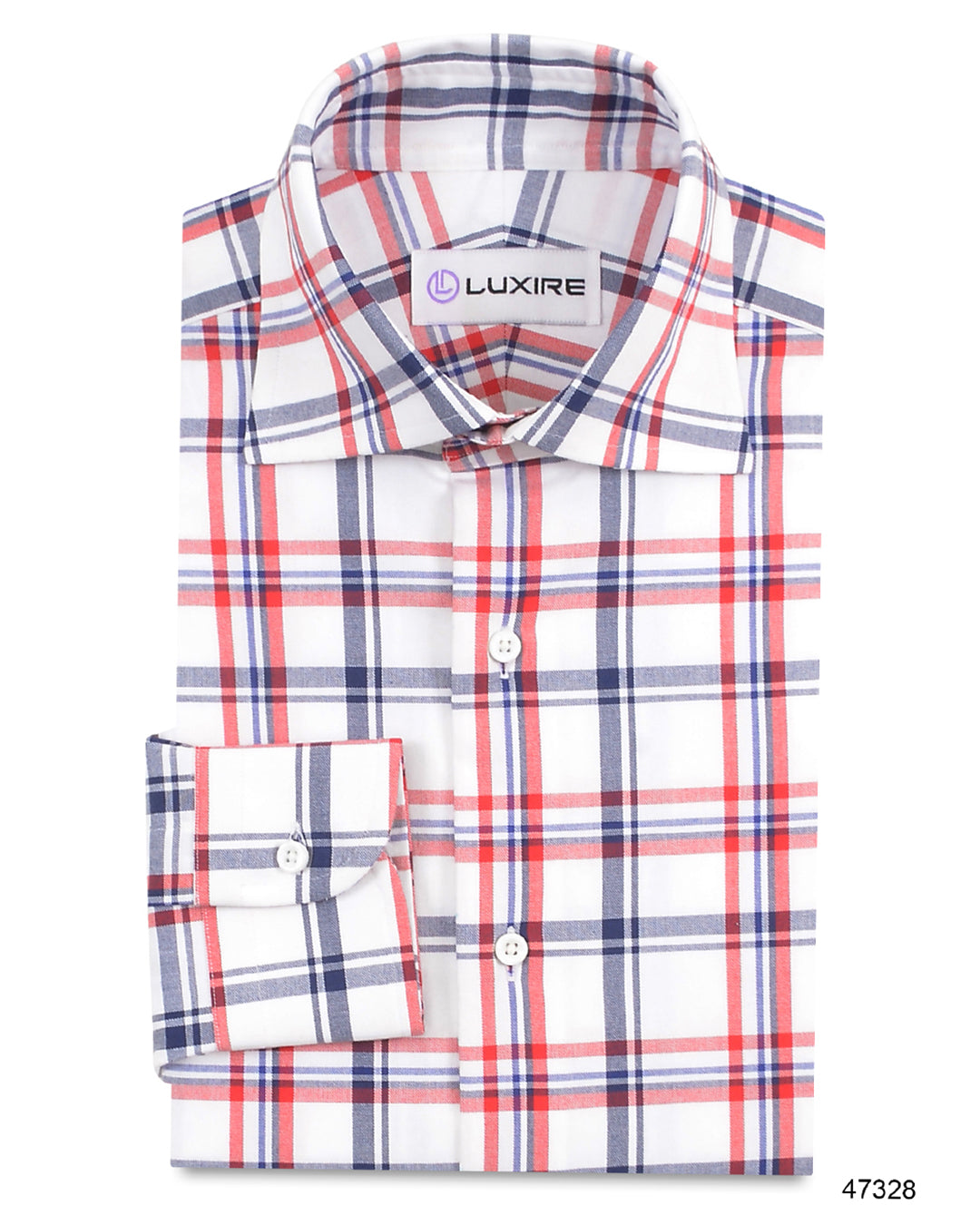Classic Red Navy White Checks Oxford - 1