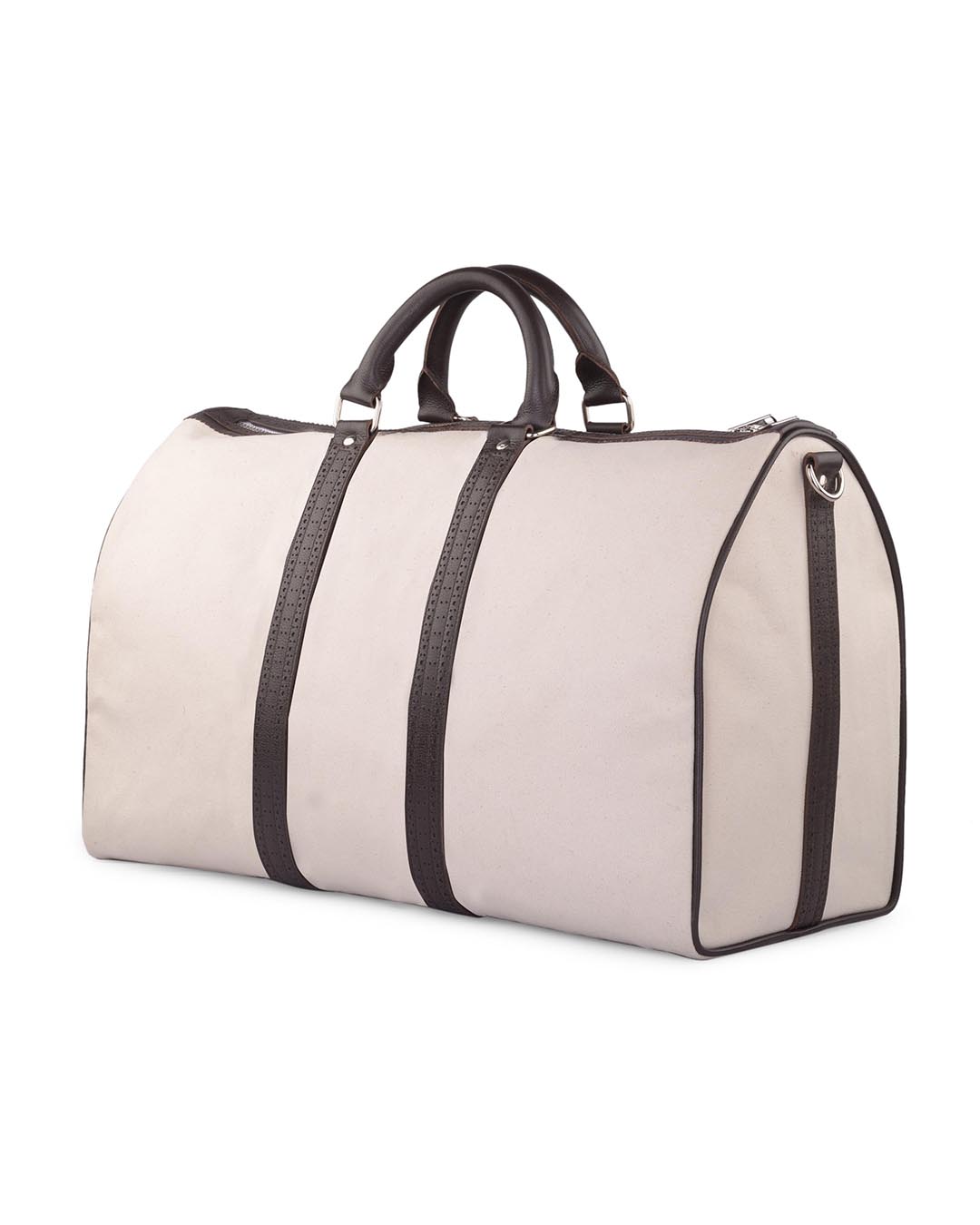 Duffle Bag in Canvas with Brogue Leather Trims - 4