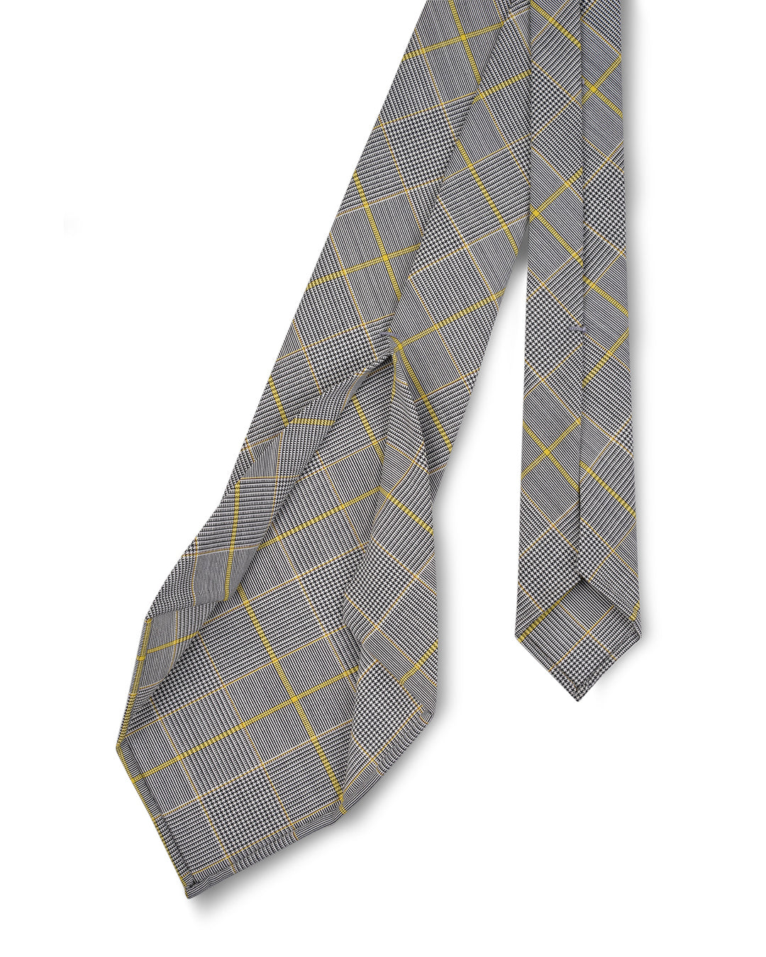 Grey Yellow Pow Checks Tie - 2