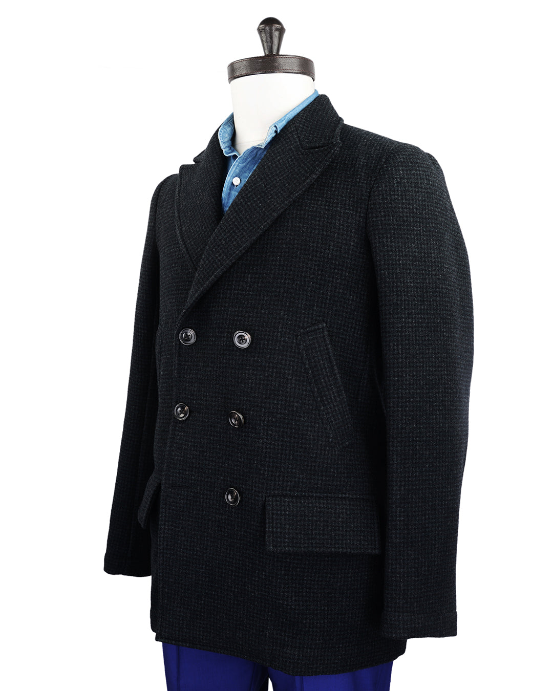 Mini Gingham Grey Peacoat - 2