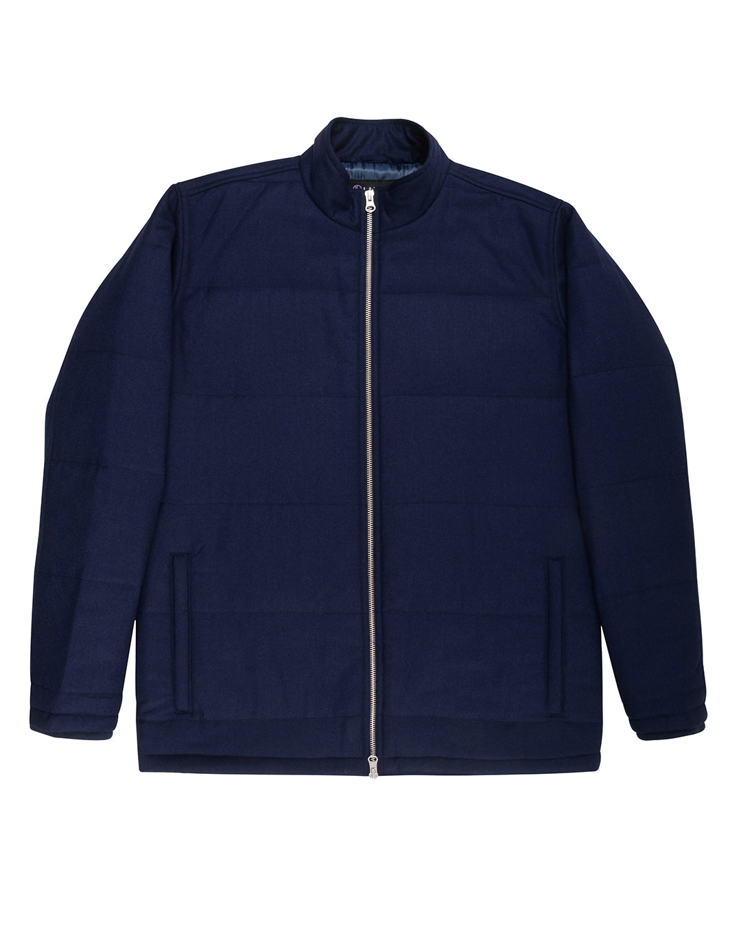 VBC Navy Wool Flannel Zipper Quilted Jacket - 1