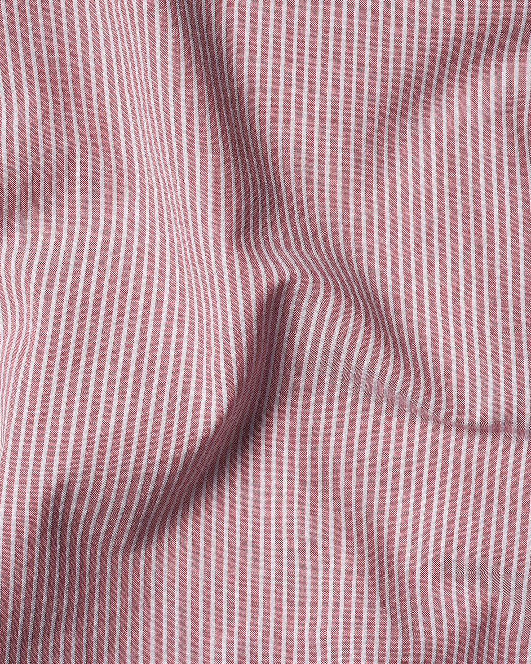 Pullover Shirt in Pale Red White Pin Stripes Seersucker - 3