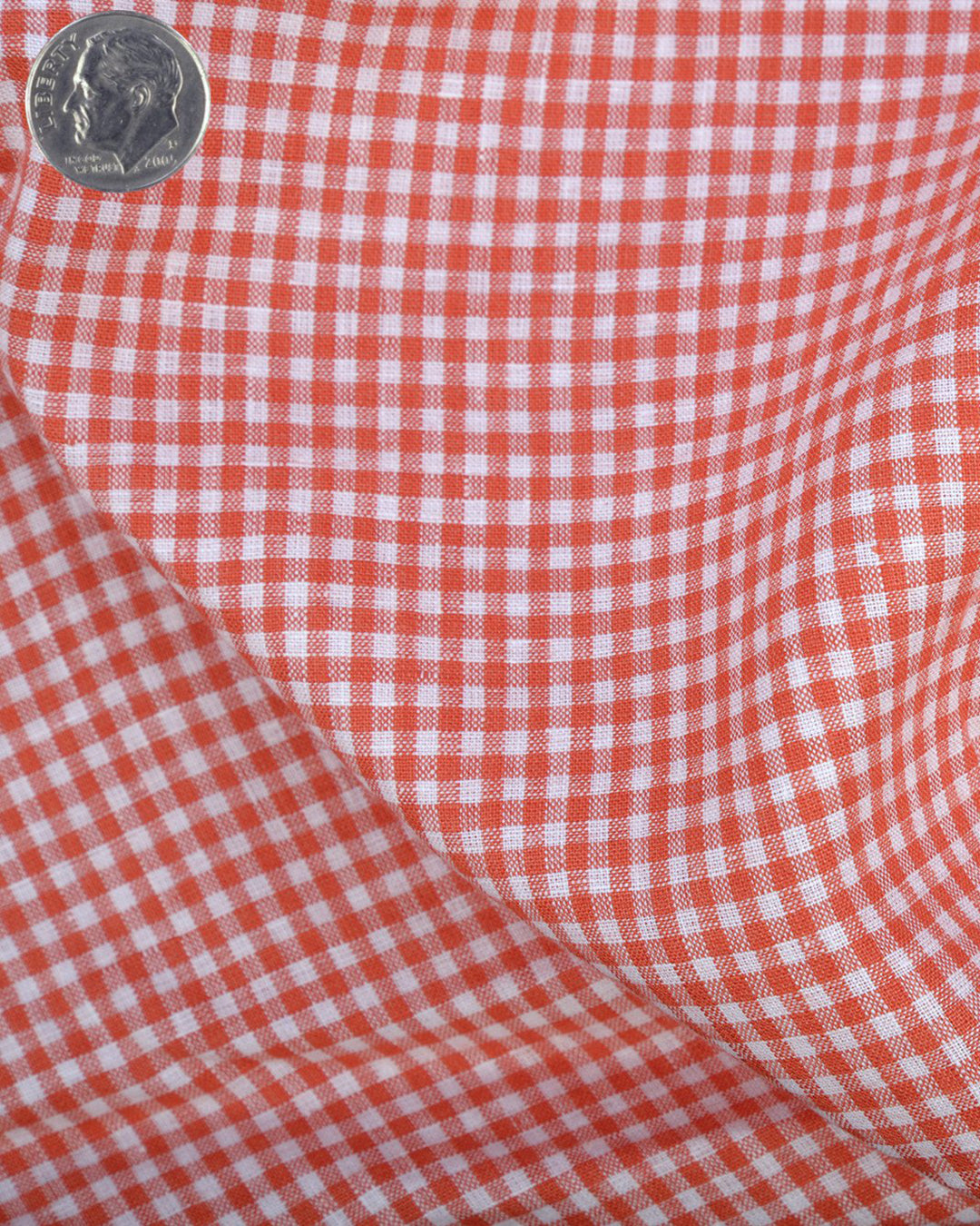 Linen:Orange Gingham Checks