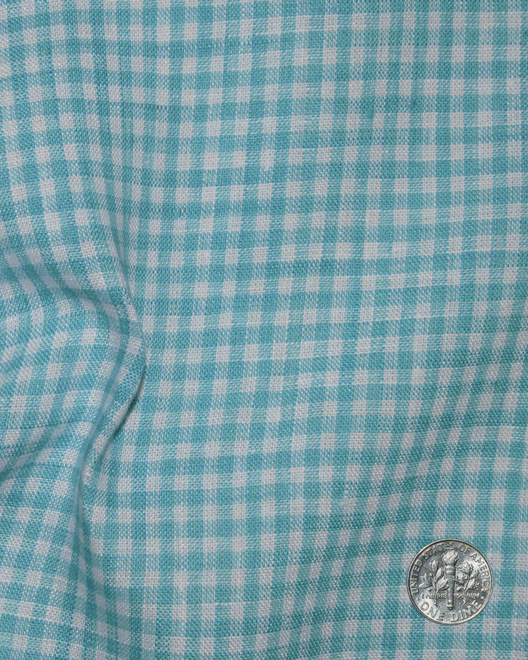 Linen:Aqua Blue Mini Gingham - 4