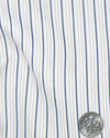 A Touch of Silk: Blue Shadow Stripes on White: Natural Wrinkle Free