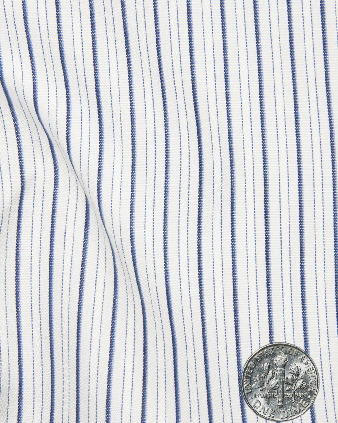 A Touch of Silk: Blue Shadow Stripes on White: Natural Wrinkle Free - 4