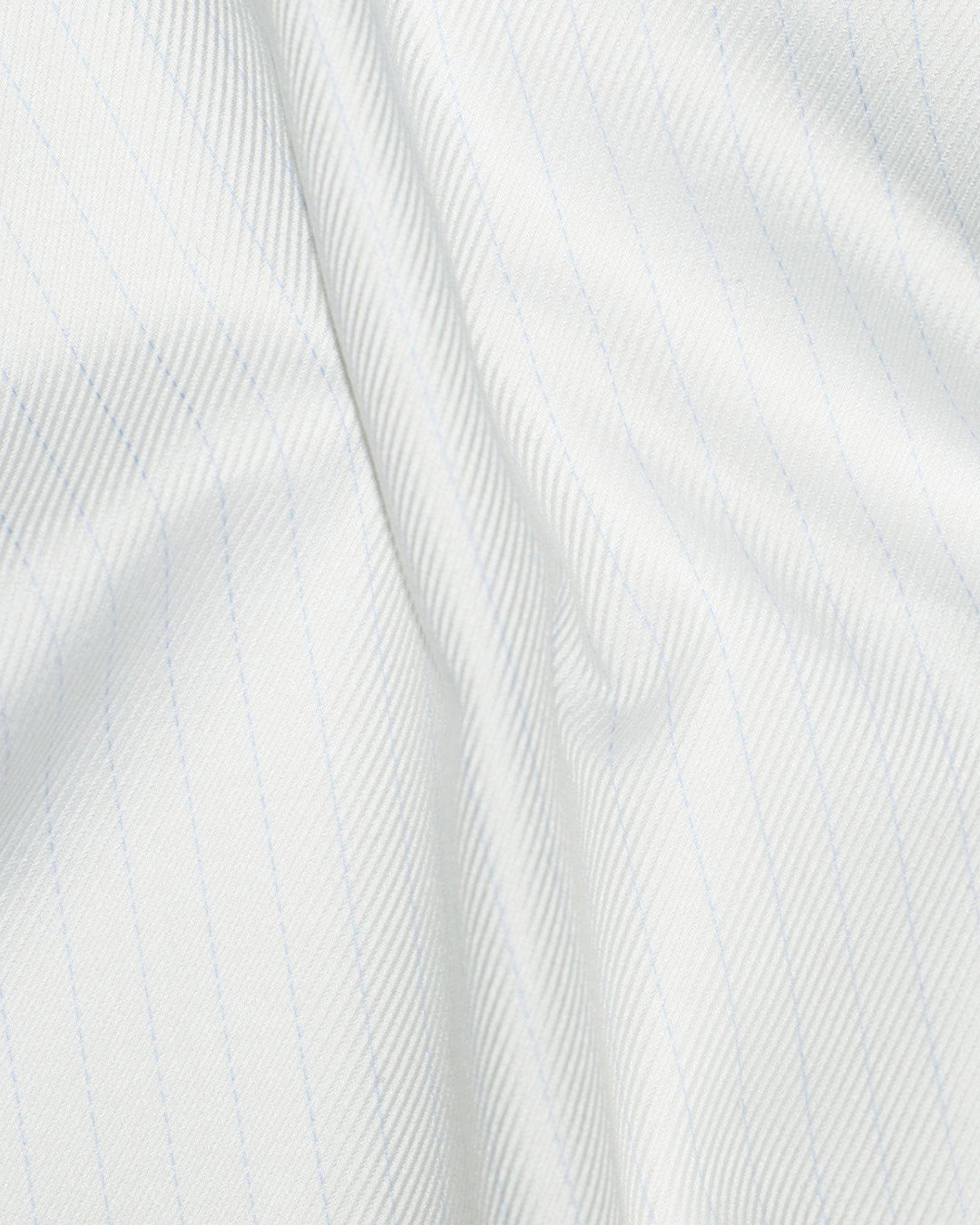 Zegna White Twill With Pale Blue HairLine Stripes - 4