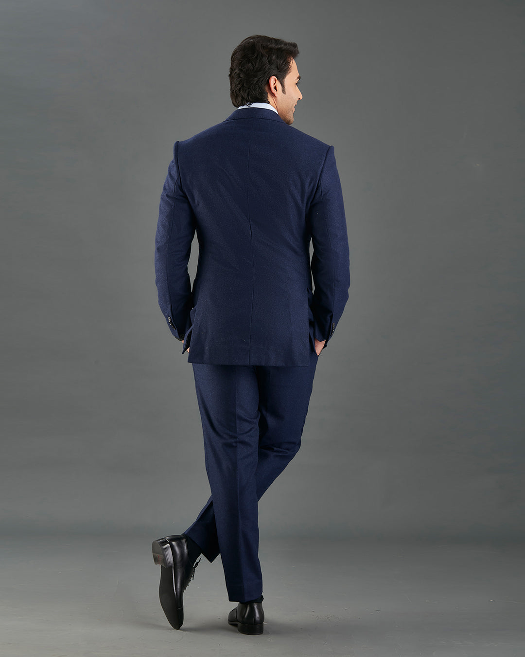 VBC Dark Navy Woollen Flannel Suit - 5