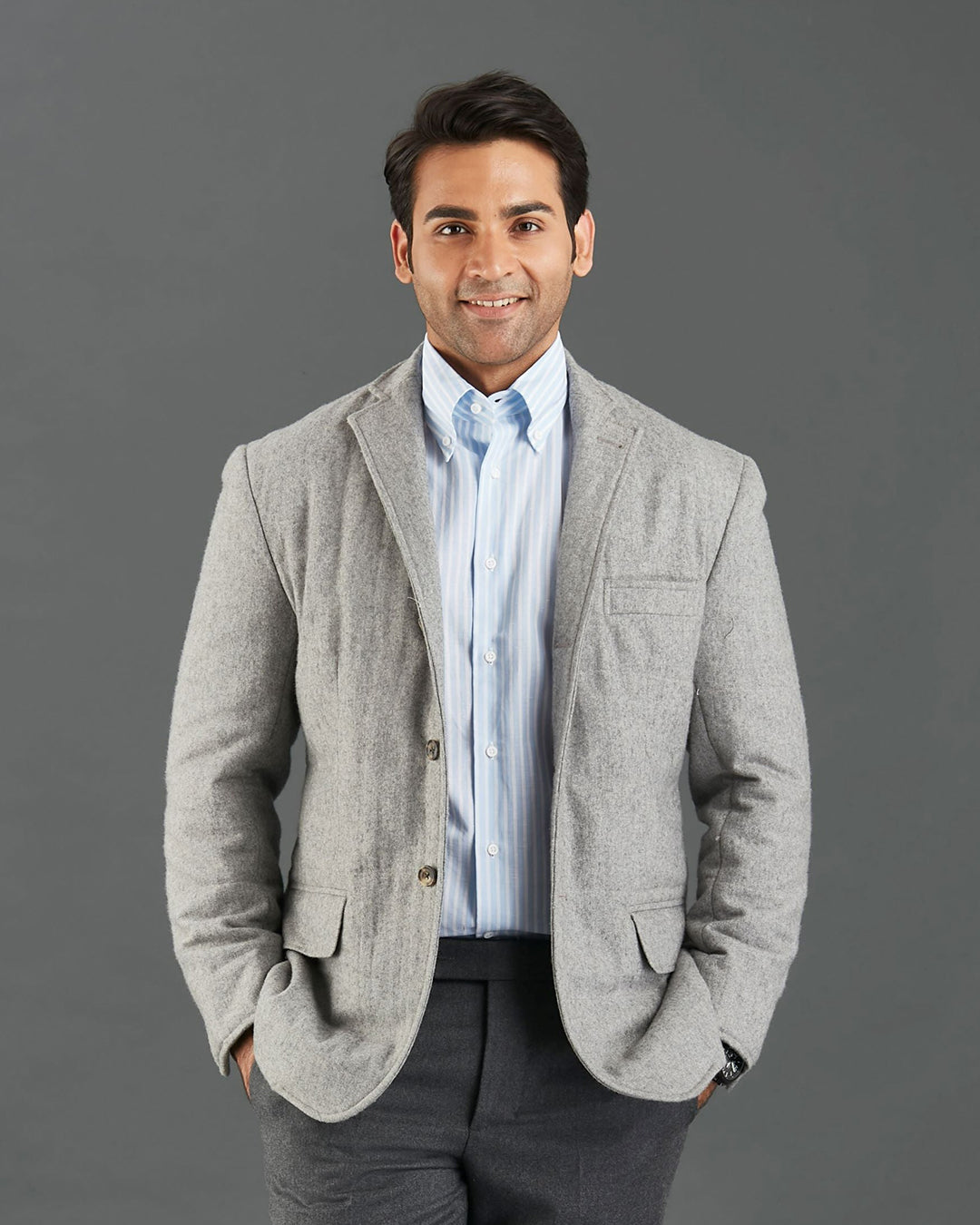 Grey Wool Flannel Chore Coat - 2
