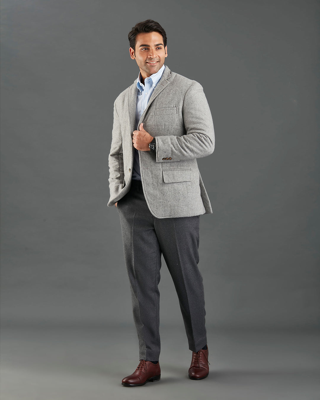 Grey Wool Flannel Chore Coat - 4