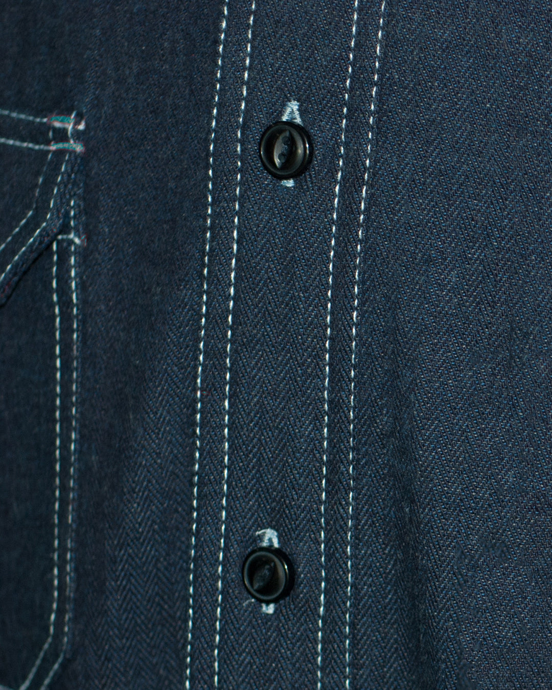 Indigo Herringbone Denim - 4