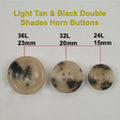 Light Tan & Black Double Shades Horn Button