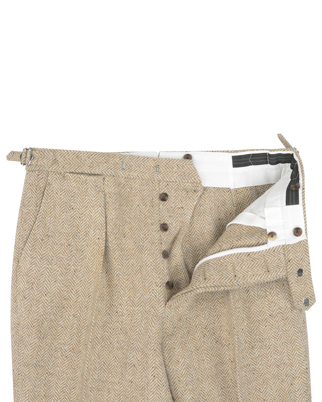 Molloy Herringbone Donegal Tweed Pants - Light Tan - 3