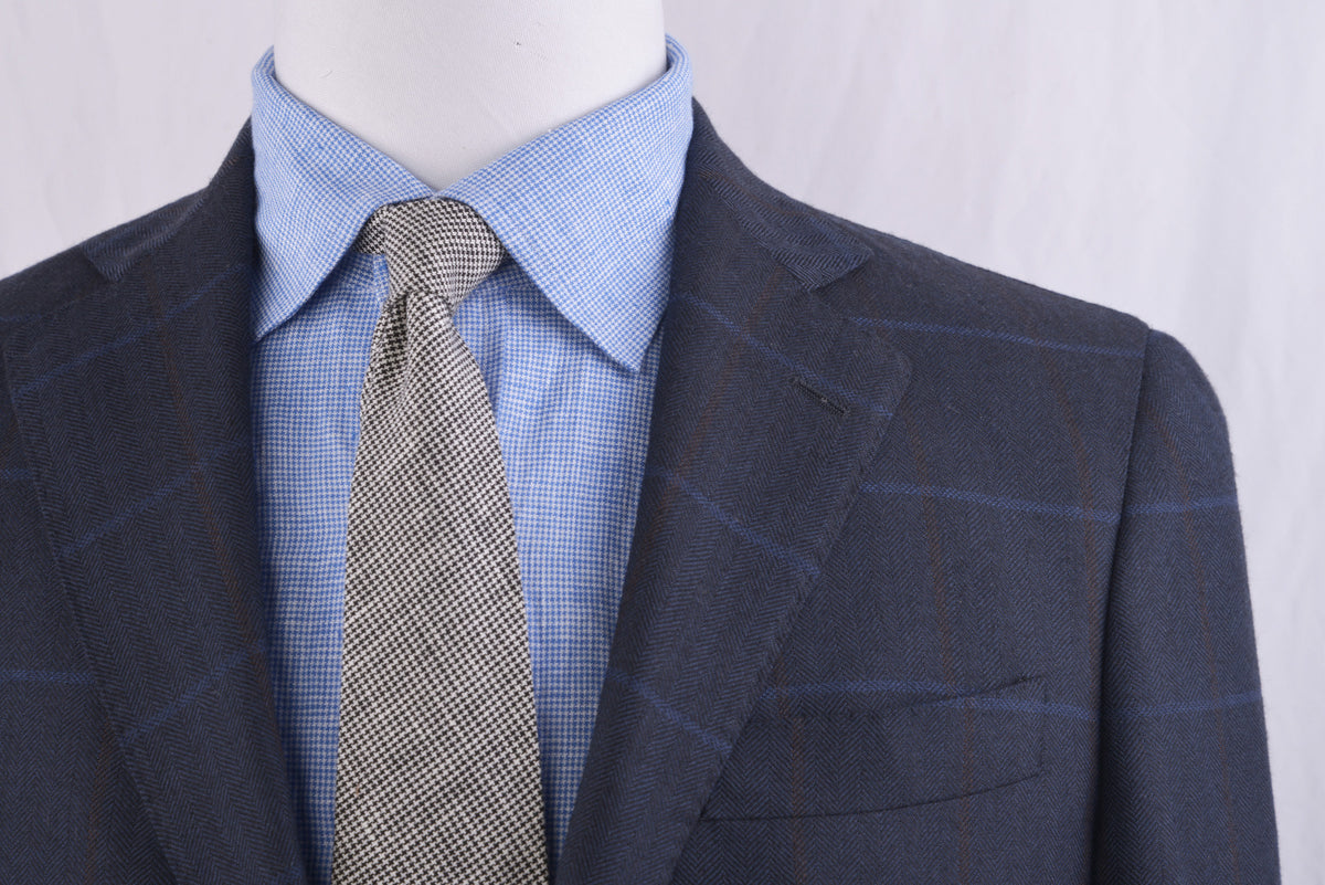 Linen Tie: Black White Houndstooth - 2