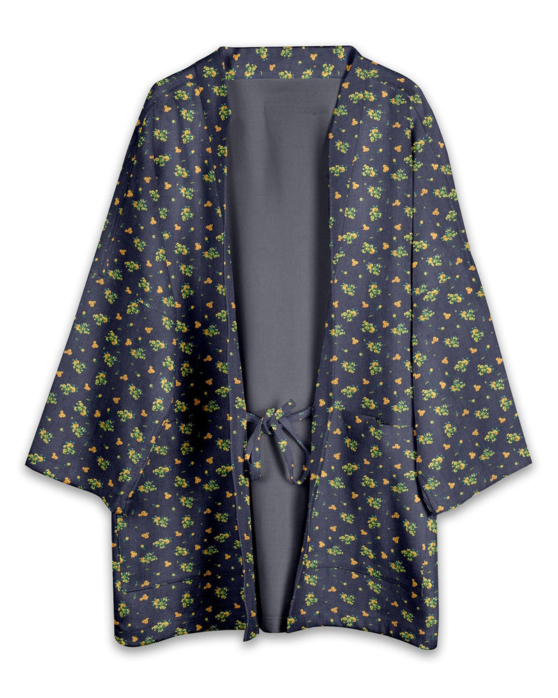 Noragi in Flower Printed Indigo Denim