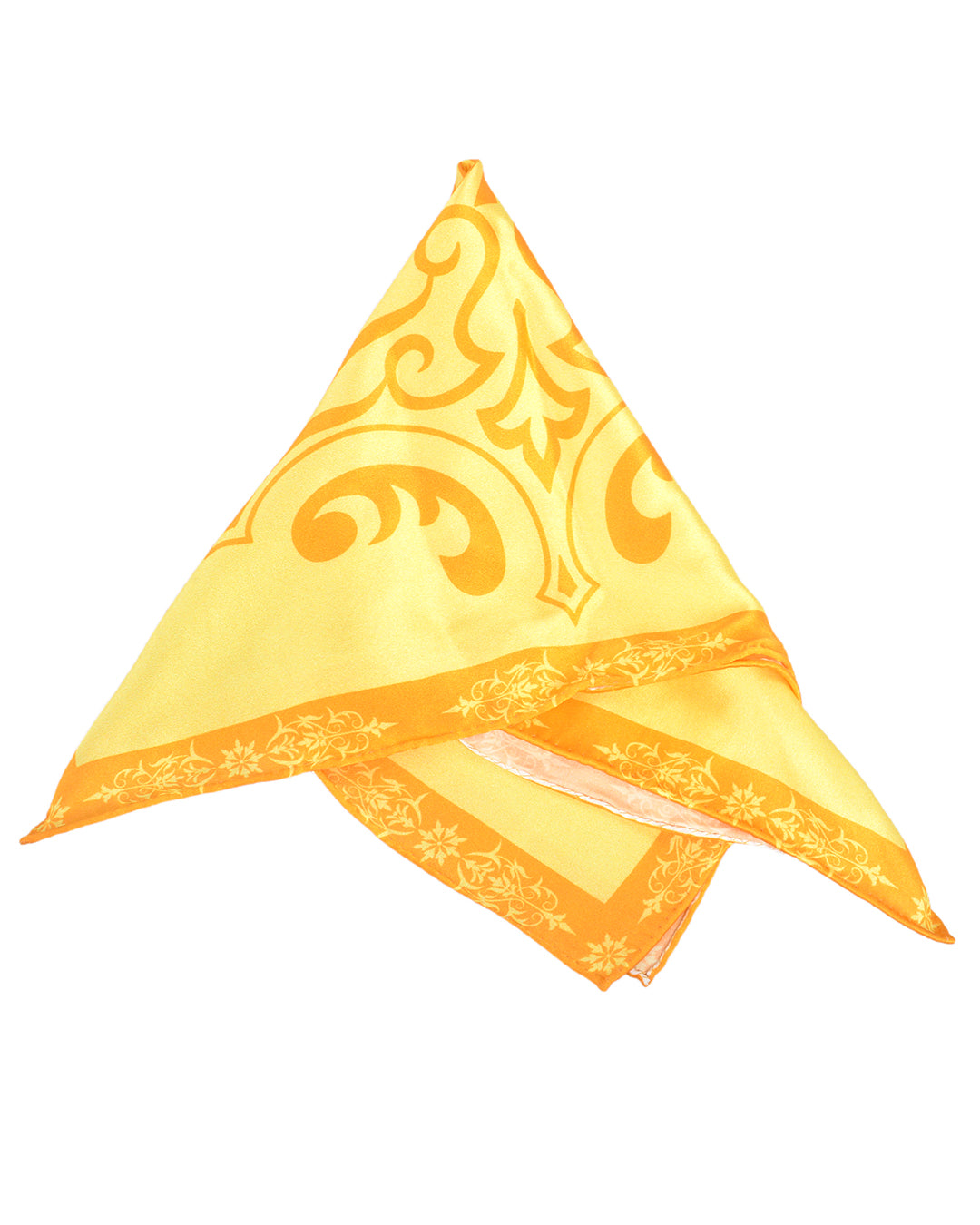 Pocket Square- Orange Print On Yellow - 3