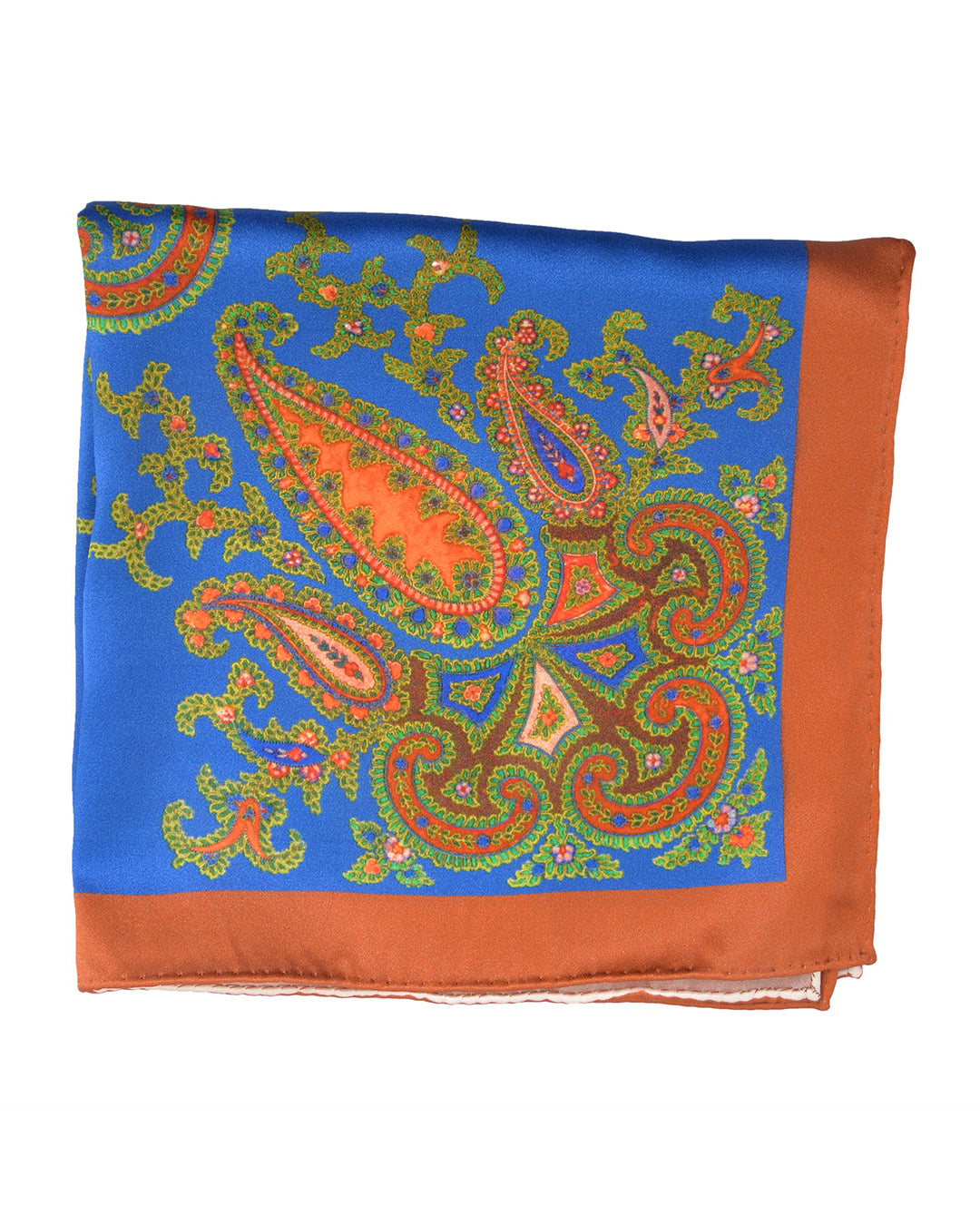 Pocket Square- Paisley Creeper On Blue - 3