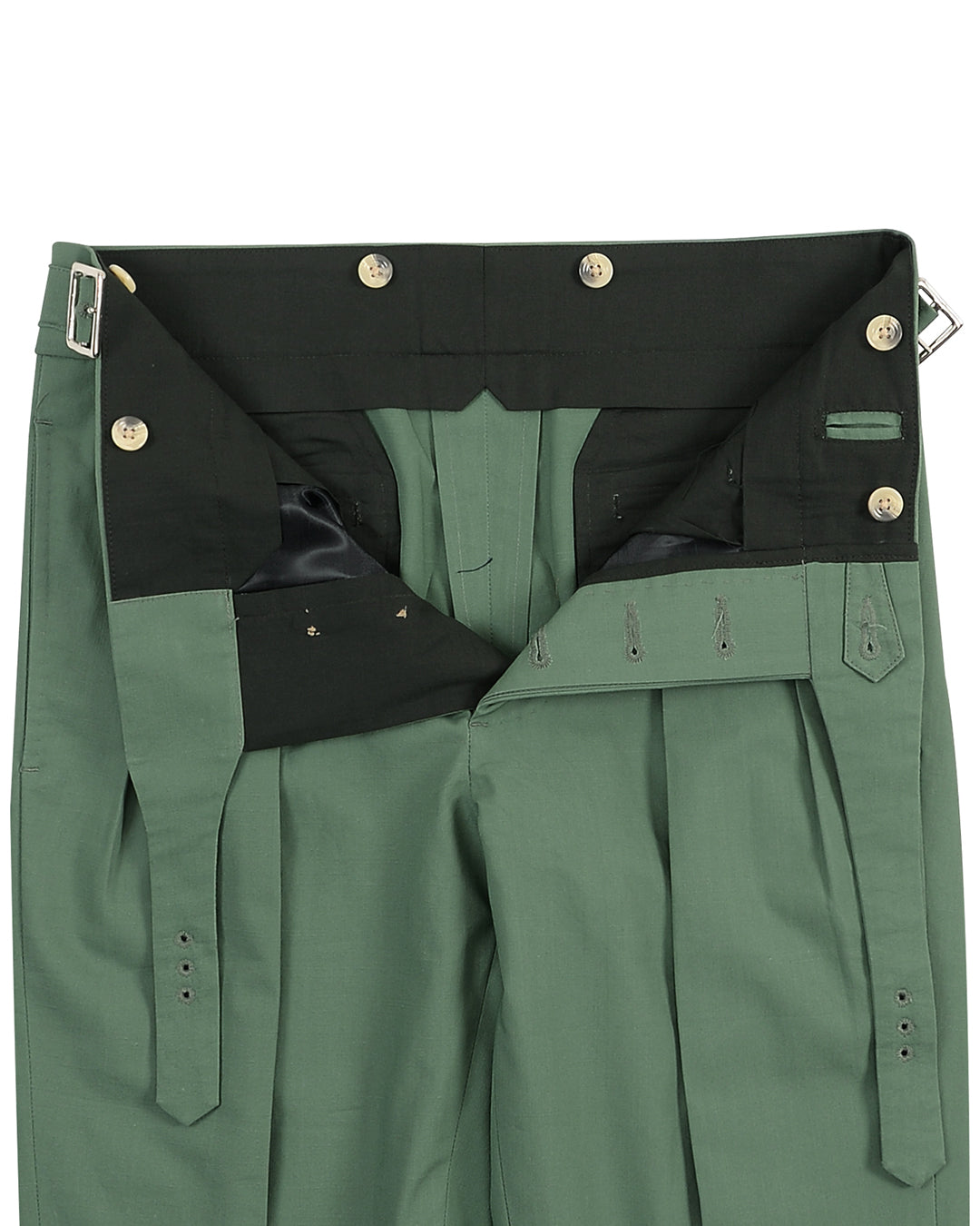 Fresco Sage Green Plain Pants - 3