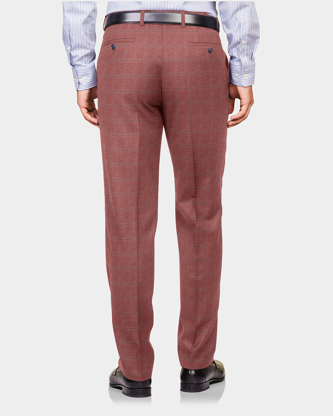 EThomas Dark Salmon Pink Windowpane Checks - 3