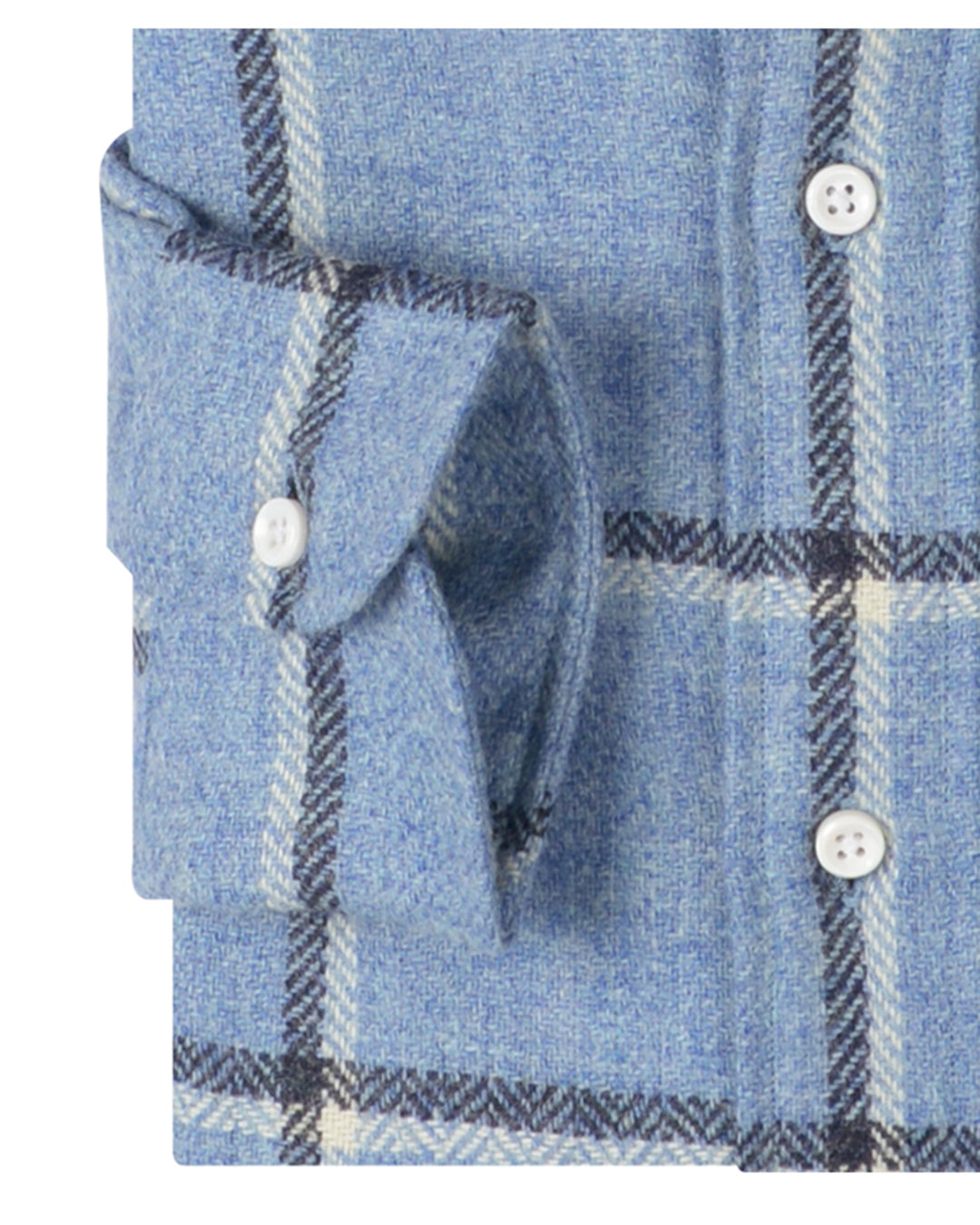 Dugdale Light Blue Windowpane Tweed Shirt - 2