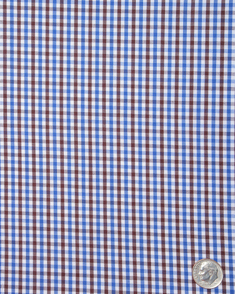 Blue Brown White Gingham Checks