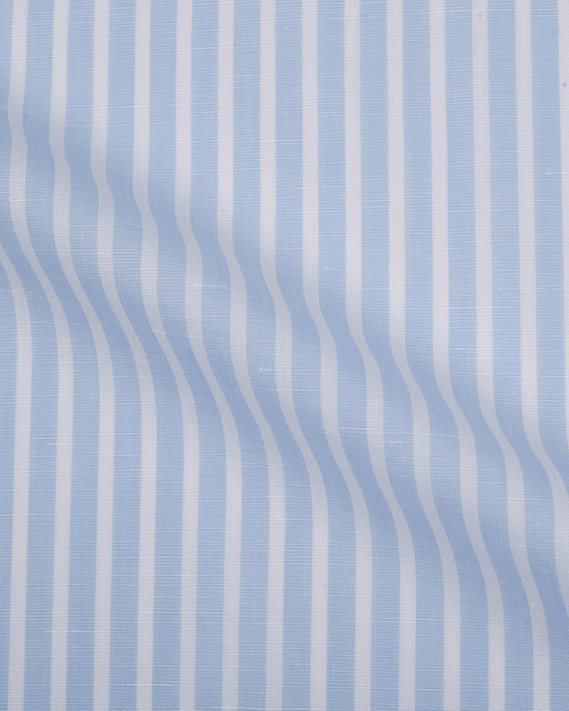 Brembana Sky Blue Slub Awaning stripes Shirt