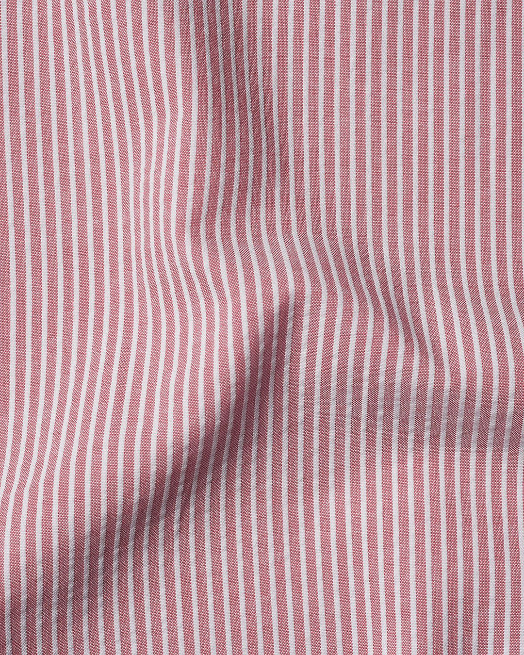 Pale Red White Pin Stripes Seersucker - 5