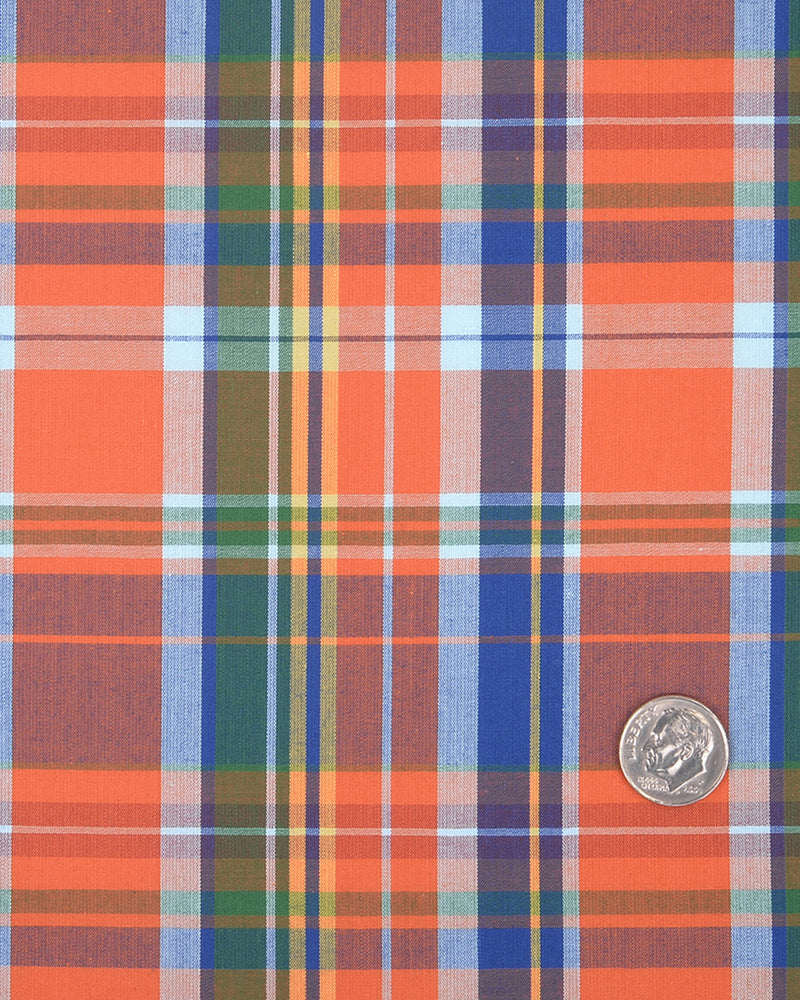 Orange Green Blue Madras Checks