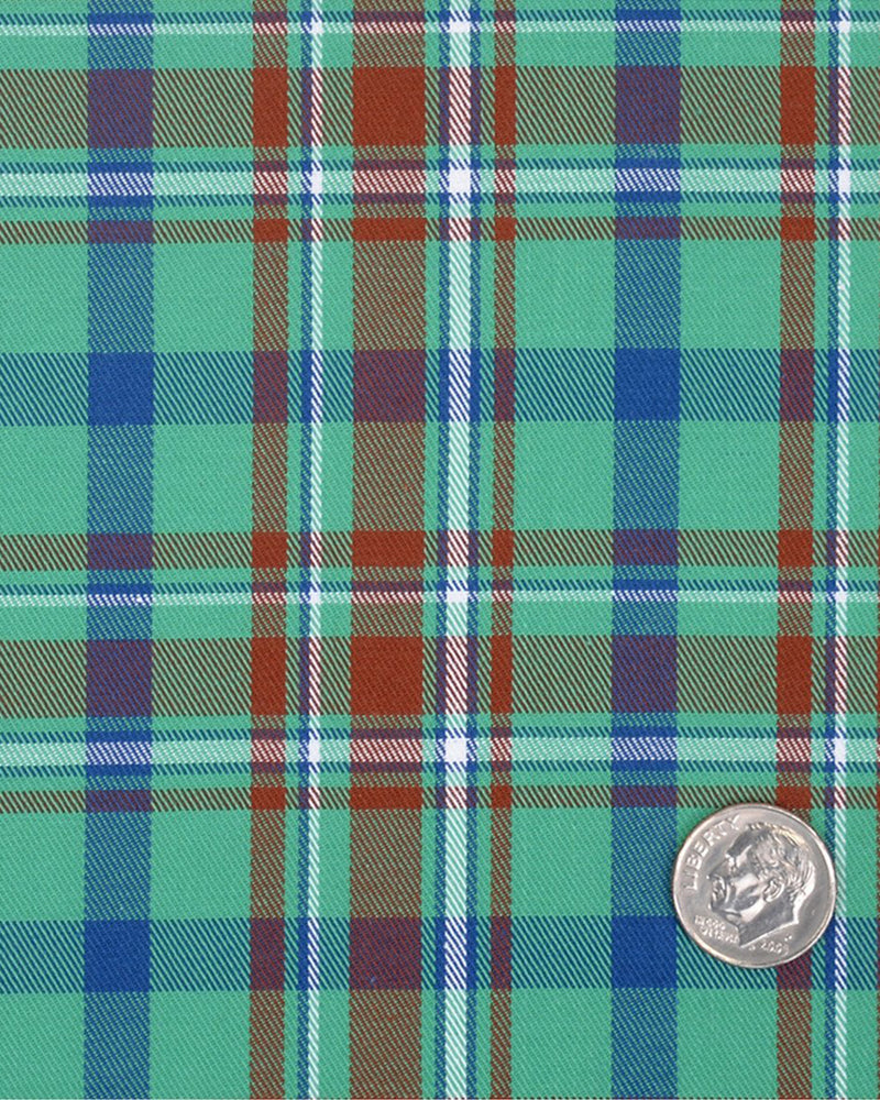 Green Rust Blue Tartan Checks Twill