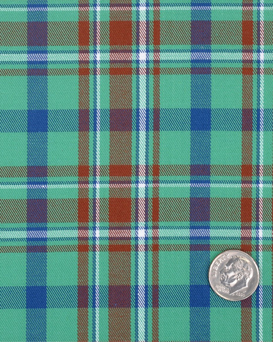 Green Rust Blue Tartan Checks Twill